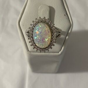 EMERALD FLOWER WEDDING BRIDAL ENGAGMENT PROMISE RING size 10